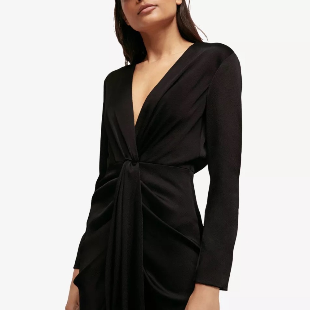 MAJE ROSEANNE FRONT TIE BLACK DRESS